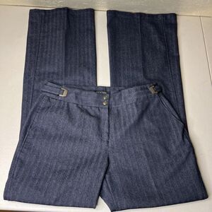 Etcetera Wide Leg Herringbone Trousers Size 10 Dark Wash Denim Flare Y2K